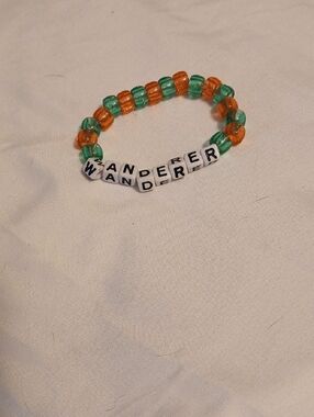 WANDERER Beaded Stretch Bracelet - Orange & Teal
